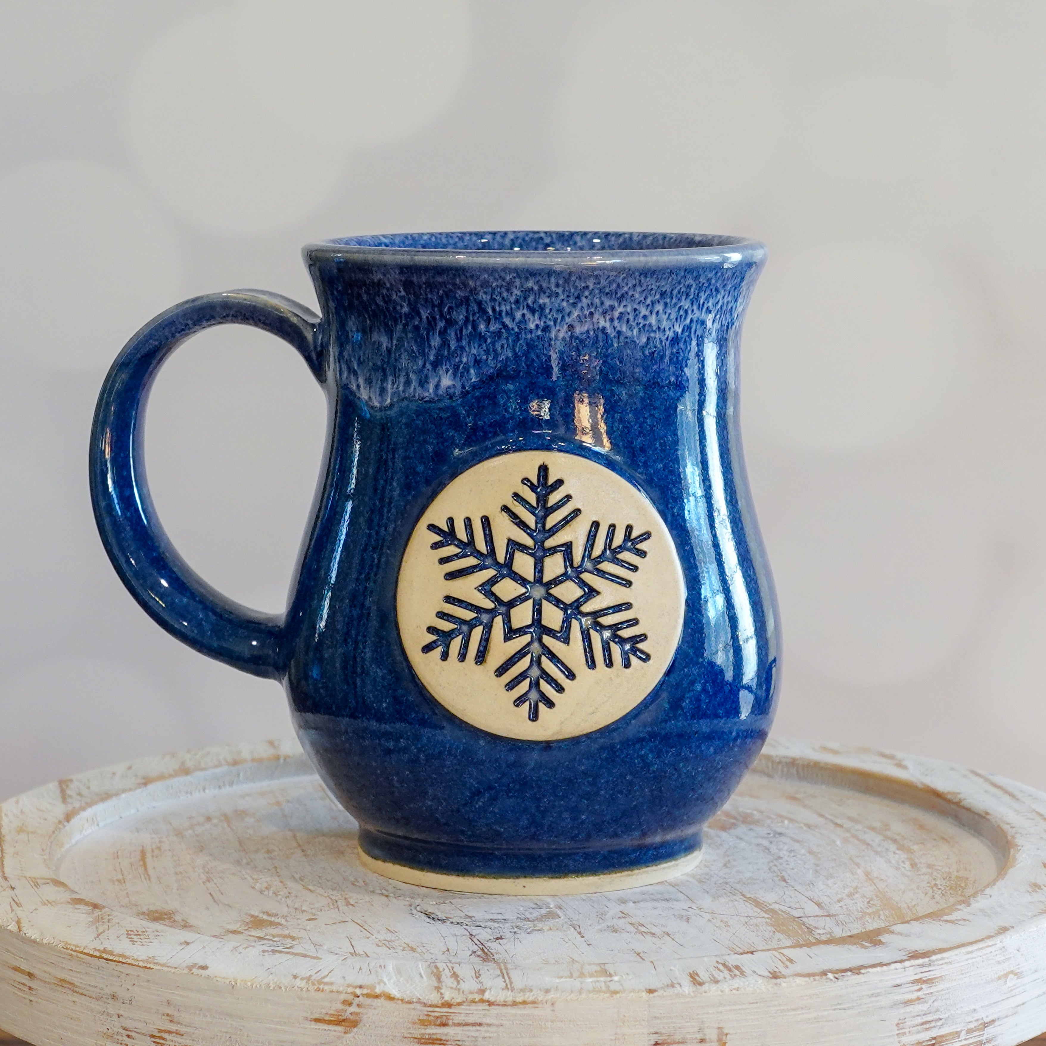 Blue/White Winter Snowflake Mug - 16oz