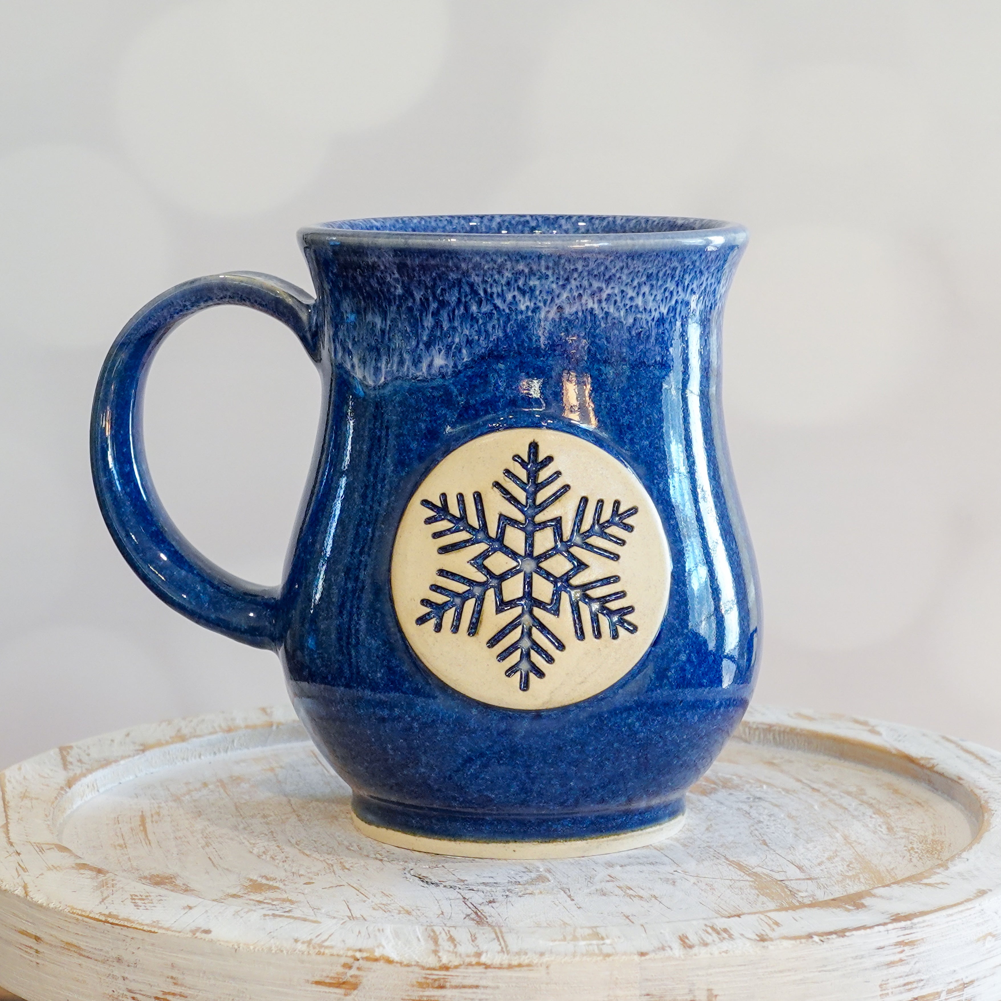 Blue/White Winter Snowflake Mug - 16oz