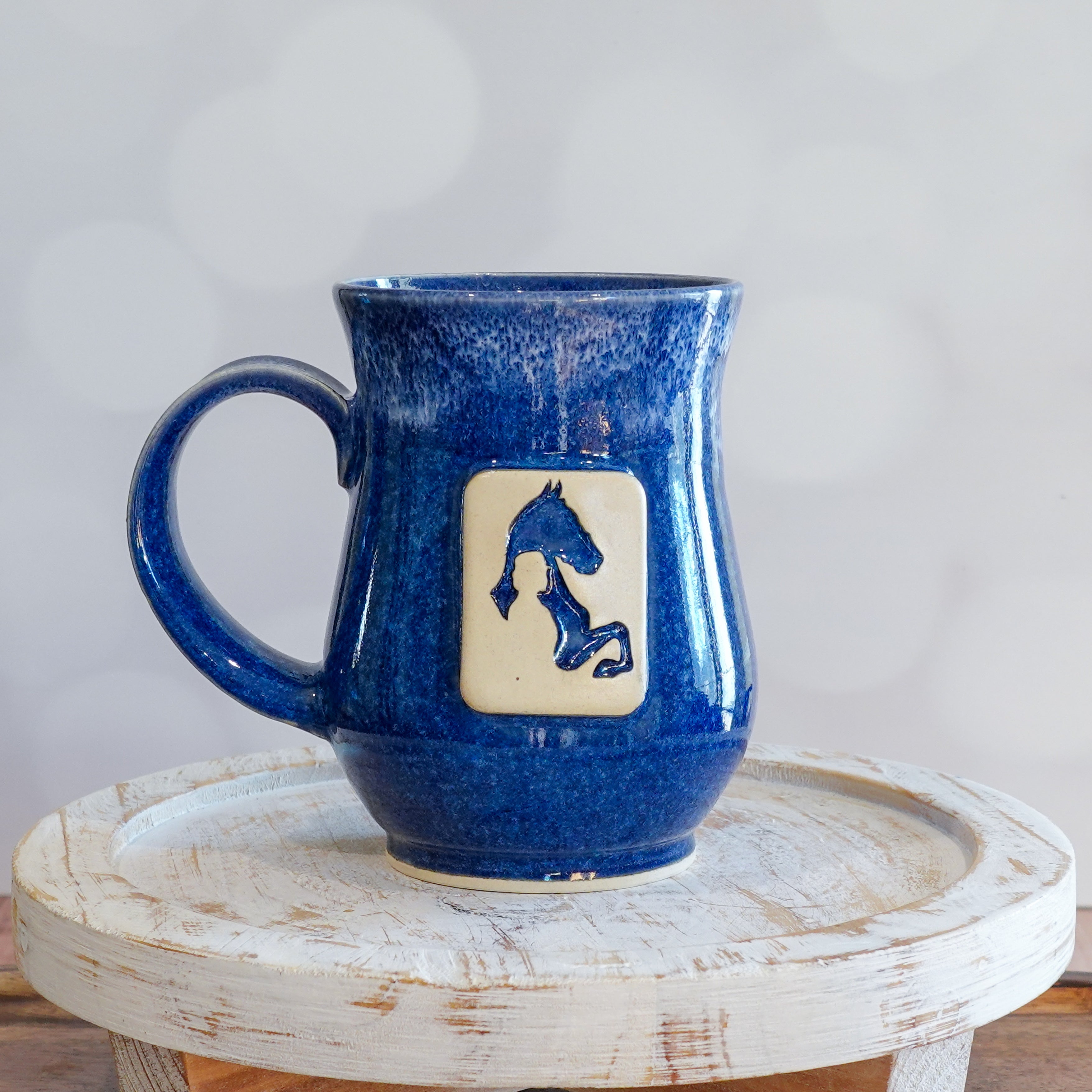 Blue/White Saddlebred Mug - 14oz