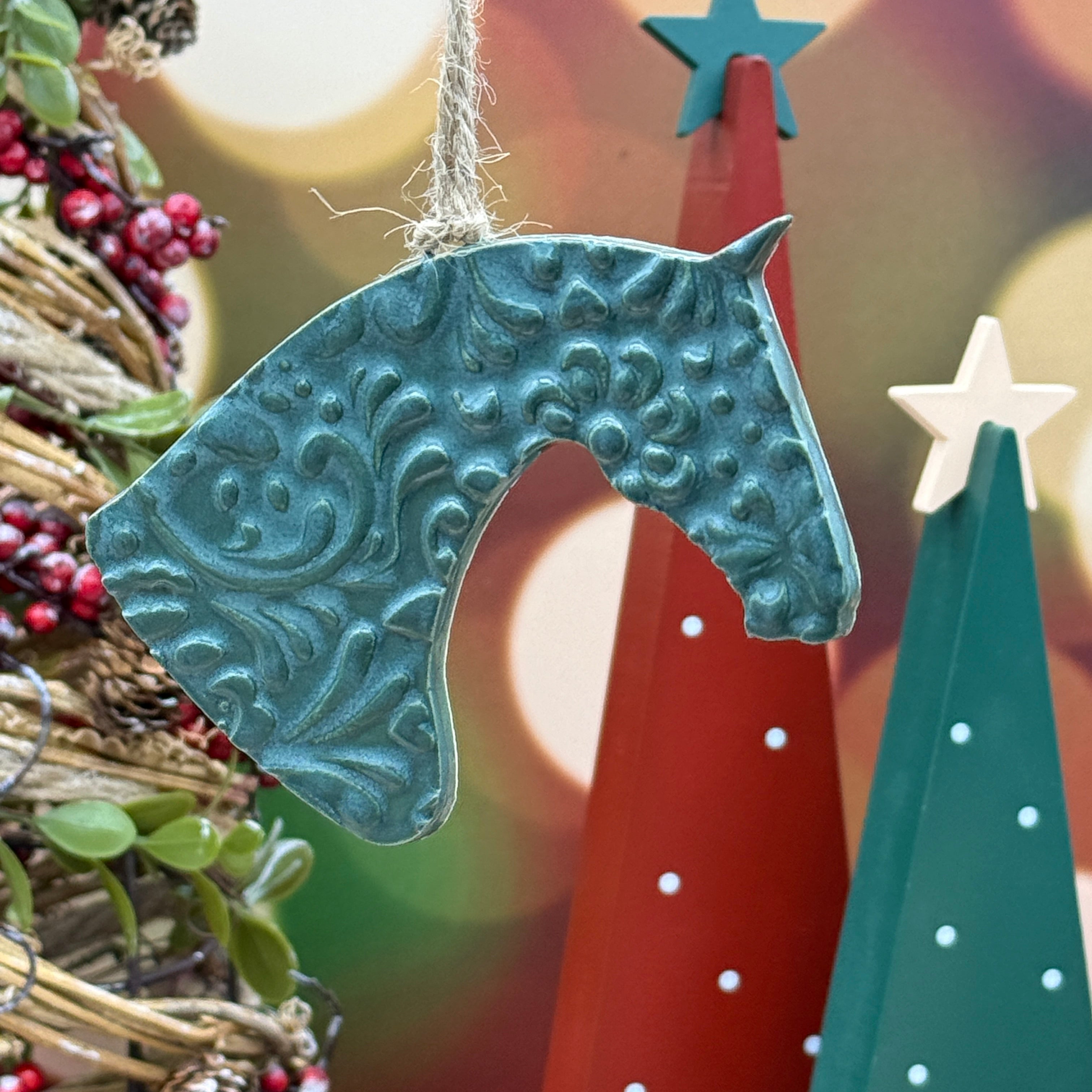 Horse Ornament - Tourmaline Floral