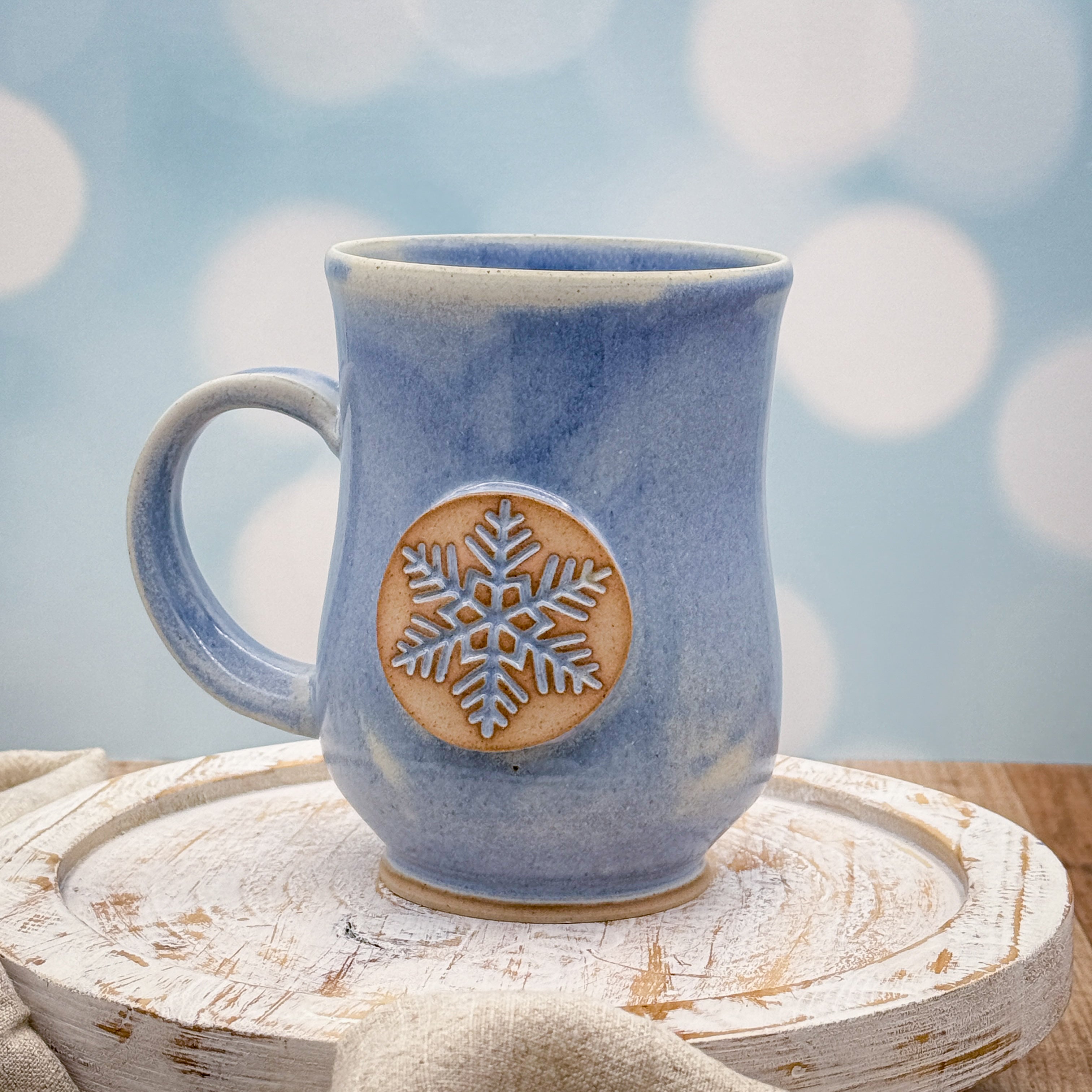 Frosted Blue Snowflake Mug - 18oz