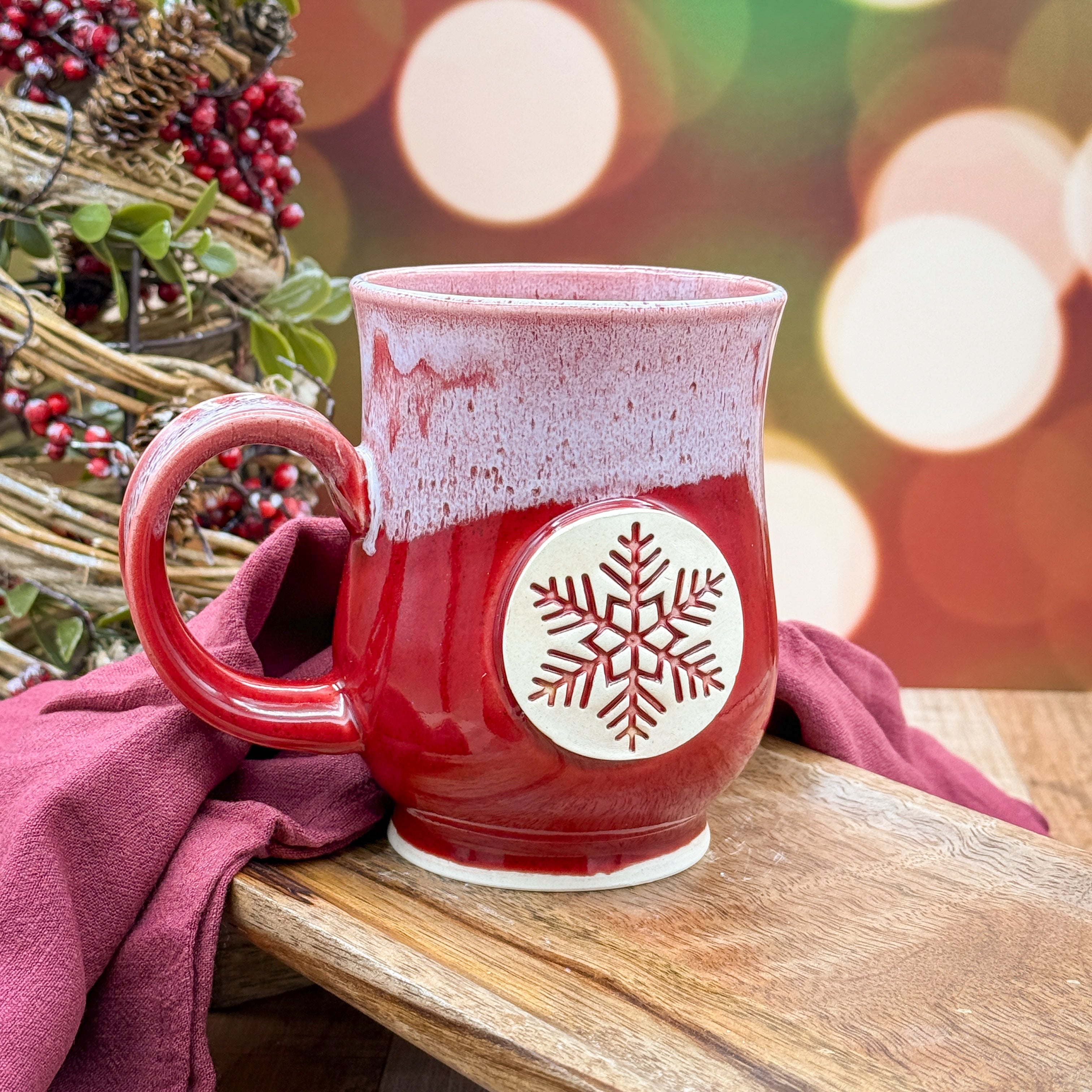 Red/White Winter Snowflake Mug - 16oz