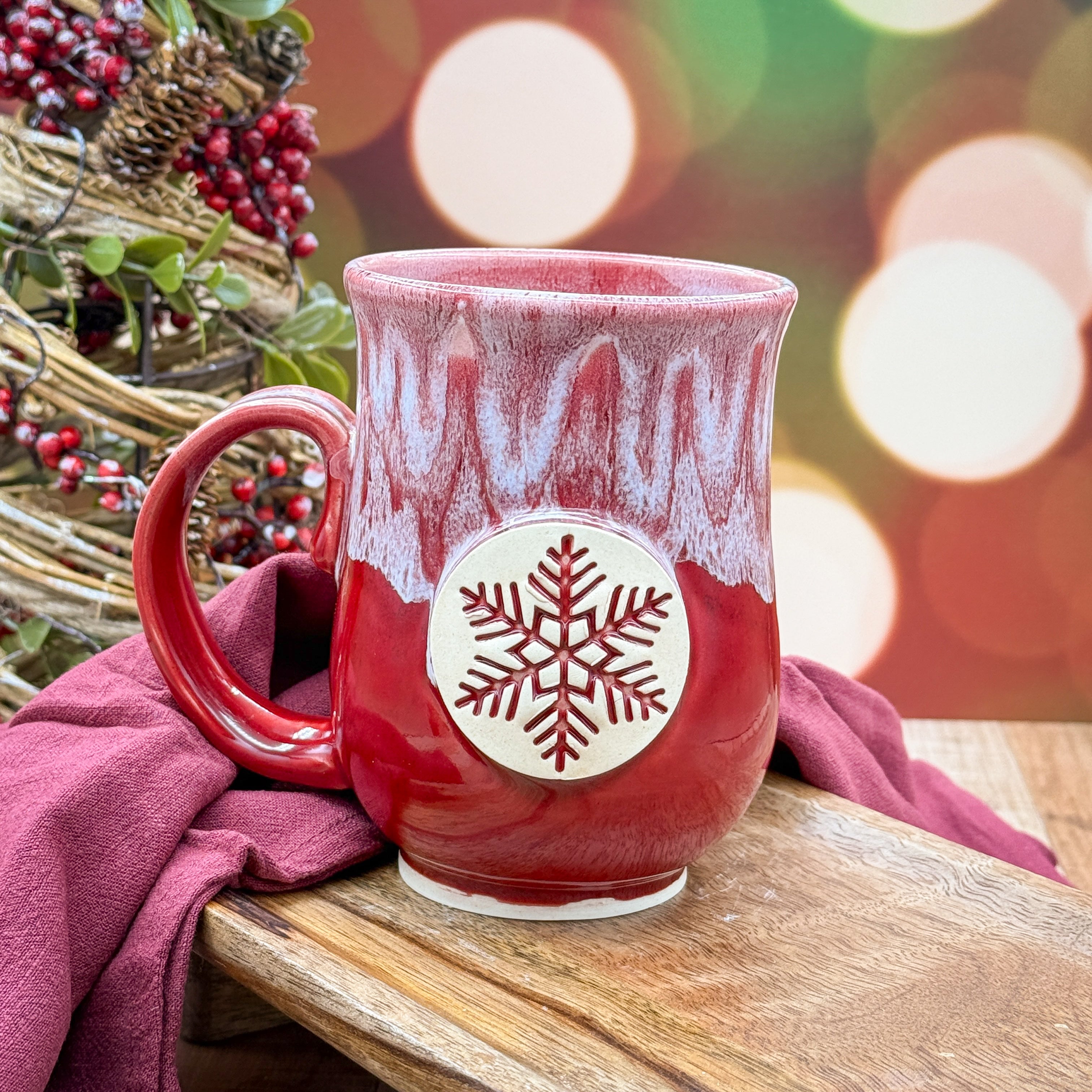 Red/White Winter Snowflake Mug - 18oz