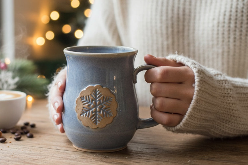 Frosted Blue Snowflake Mug - 18oz
