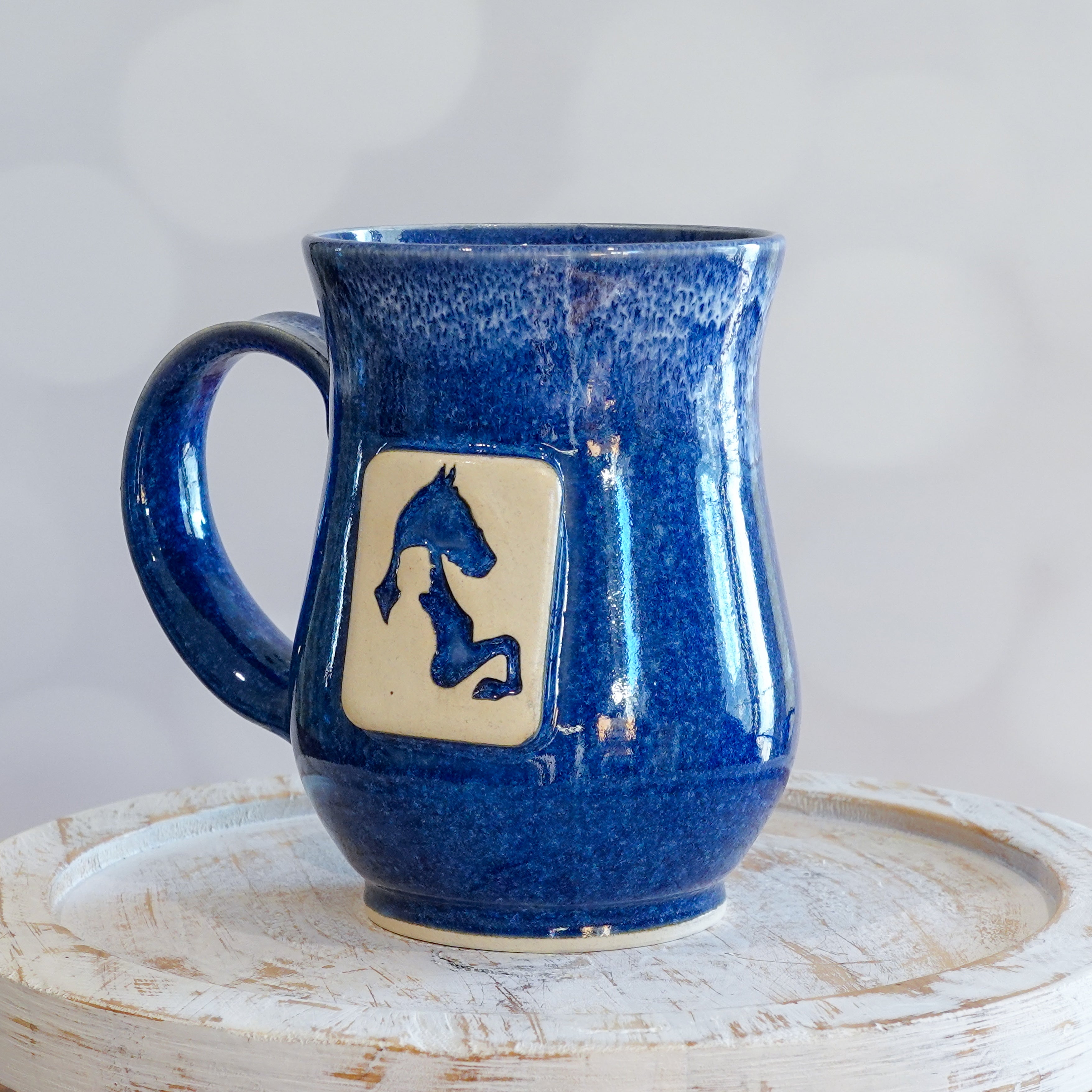 Blue/White Saddlebred Mug - 14oz
