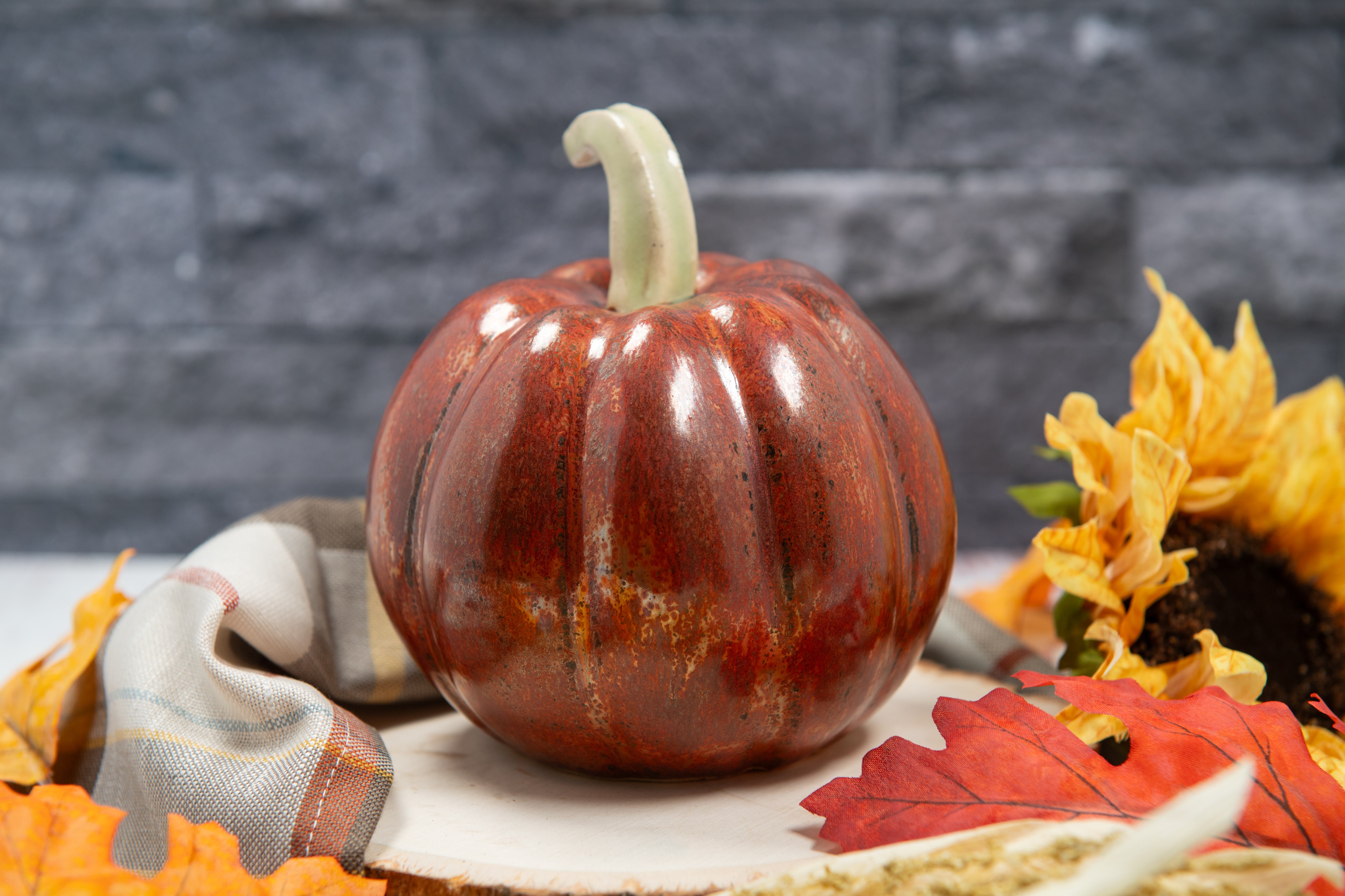 Copper glazed stoneware pumpkin