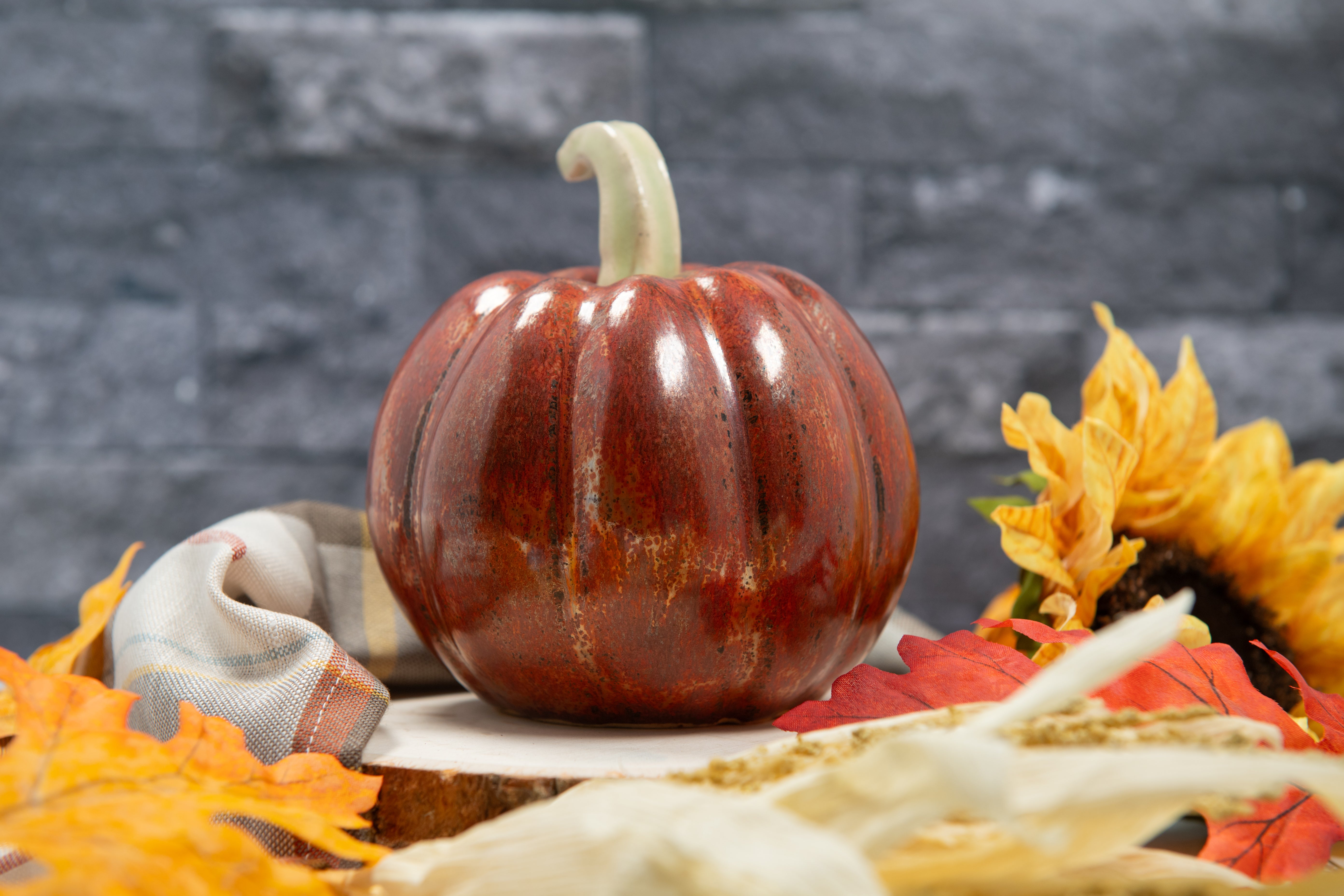 Copper glazed stoneware pumpkin