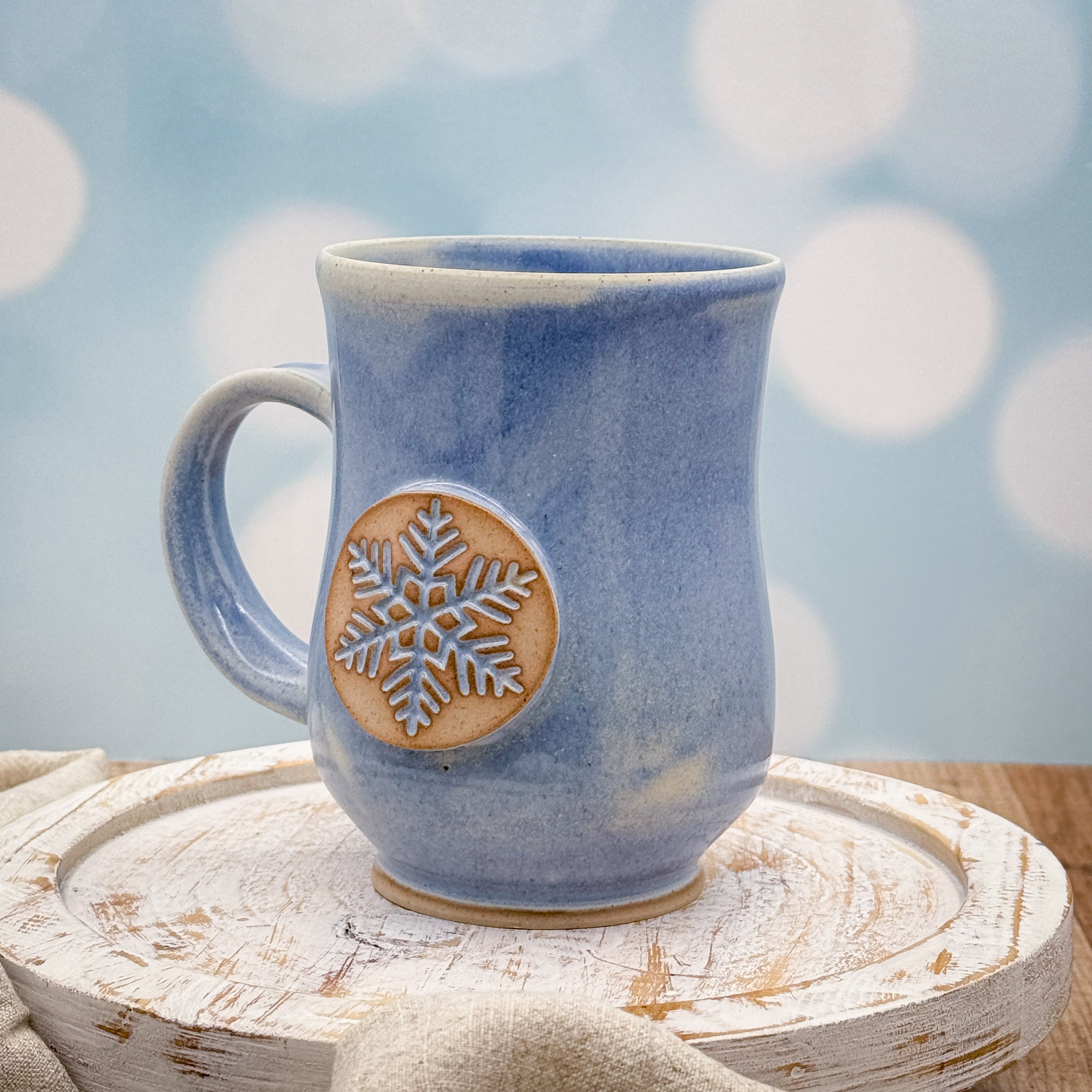 Frosted Blue Snowflake Mug - 18oz