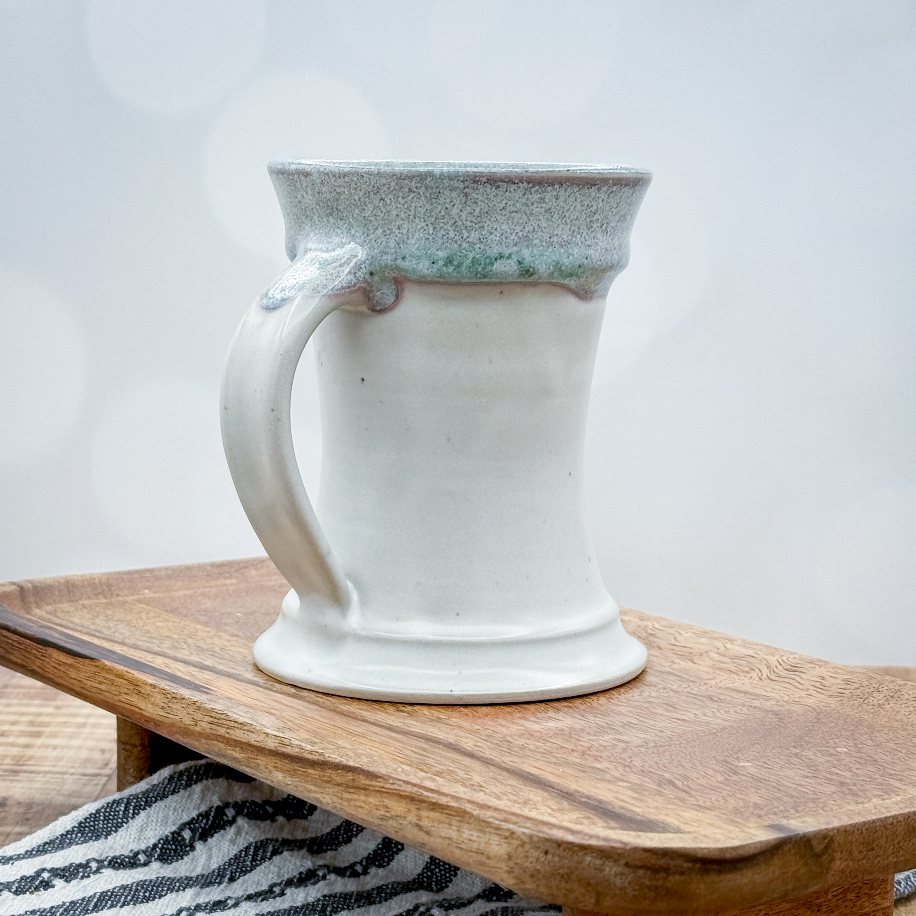 Wax Matte White and Seafoam Green Mug