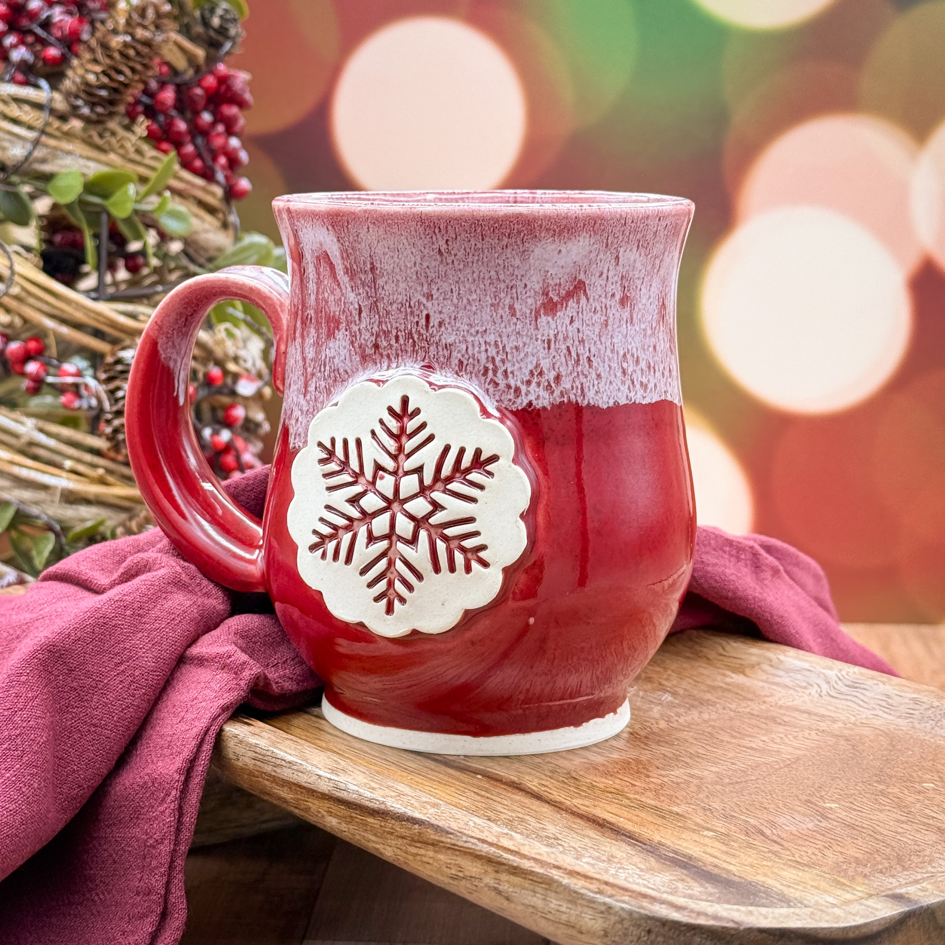Red/White Winter Snowflake Mug - 16oz.
