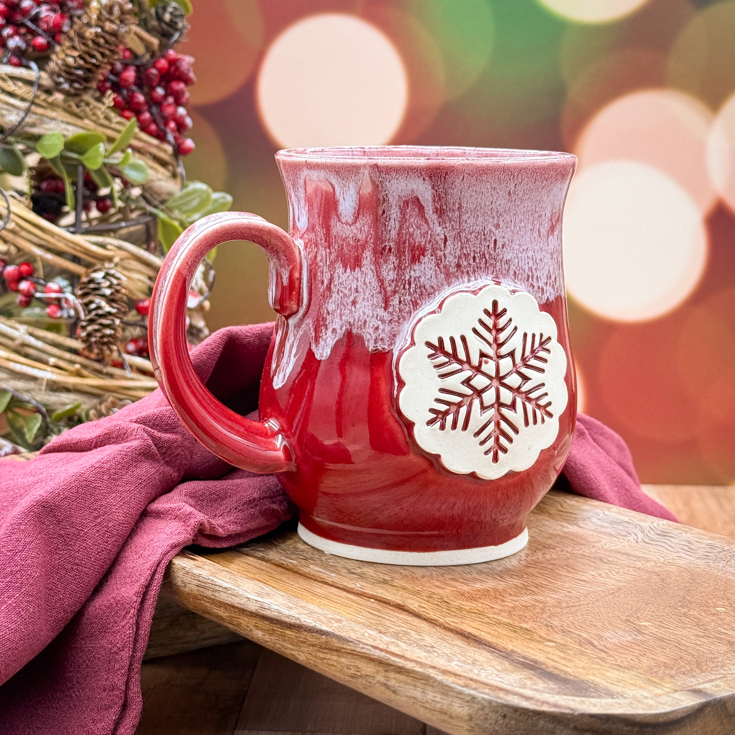 Red/White Winter Snowflake Mug - 16oz.