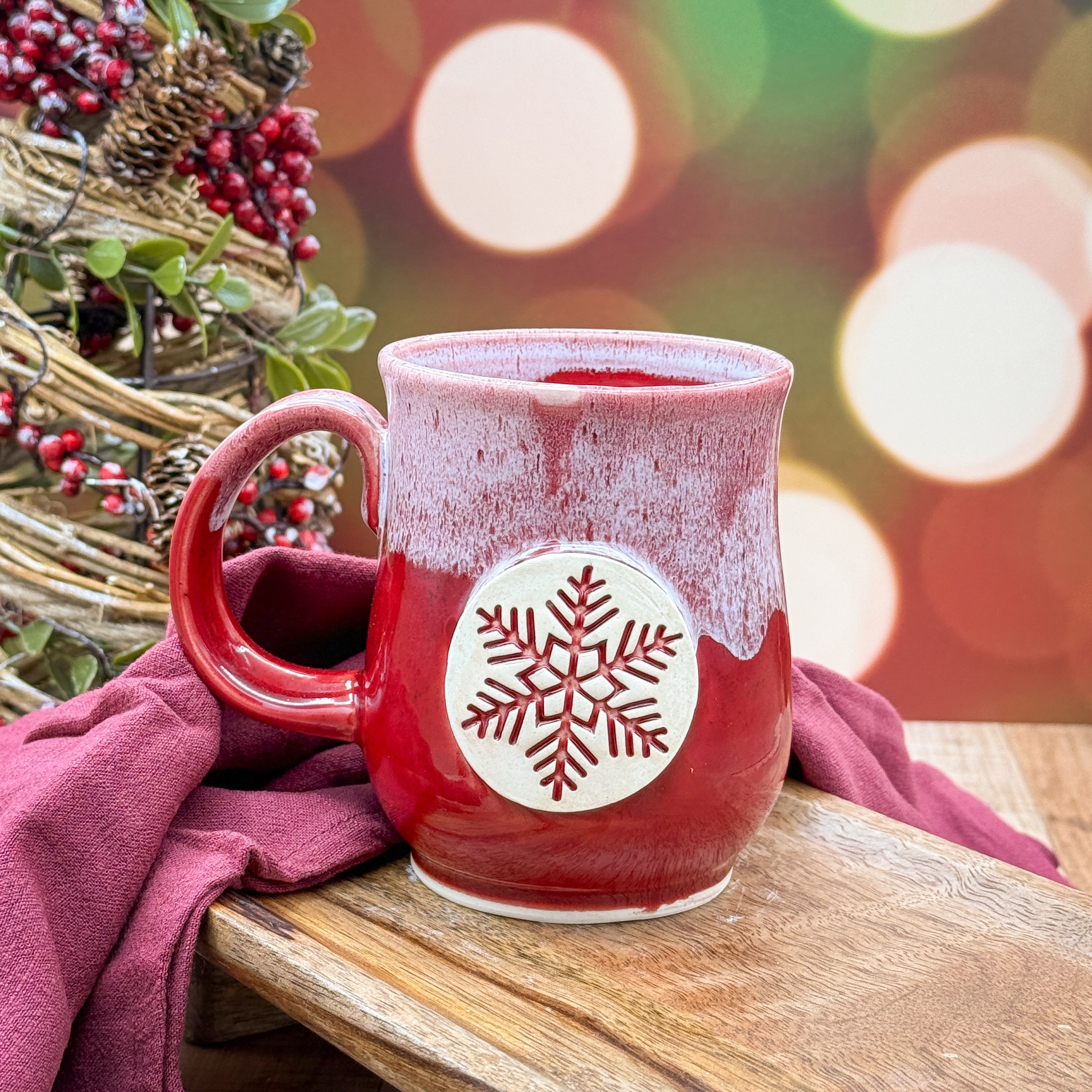 Red/White Winter Snowflake Mug - 12oz